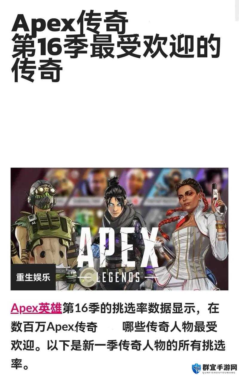 Apex英雄什么英雄强?现版本强力英雄排名一览