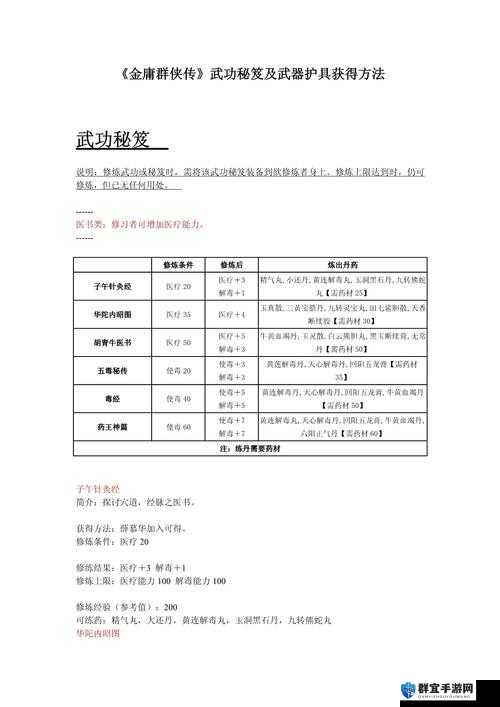 金庸群侠传3获取武器的方法全解析