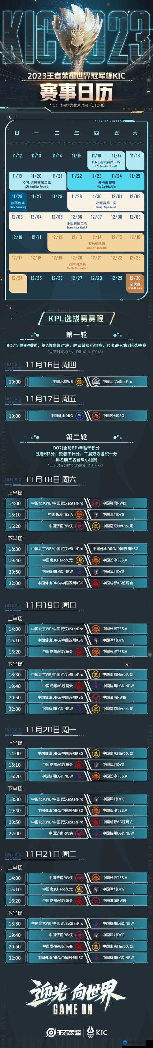 必看！2023KIC赛程时间表全解析，速存这份超全观赛指南！